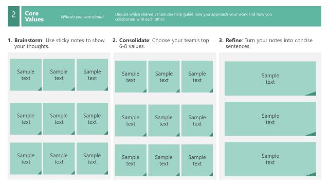 Core Values PPT Slide – Team Charter Canvas Template
