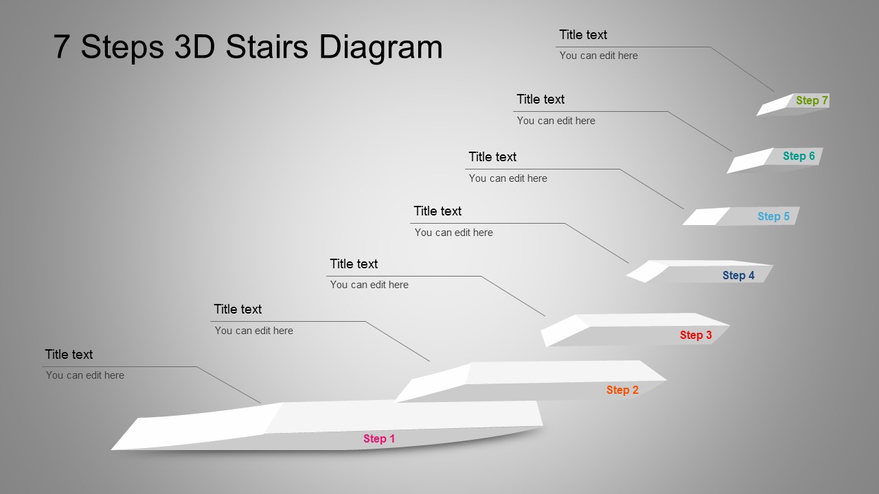 7 Steps PowerPoint Diagram With 3D Stairs