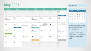 May 2021 Calendar Template Slide 