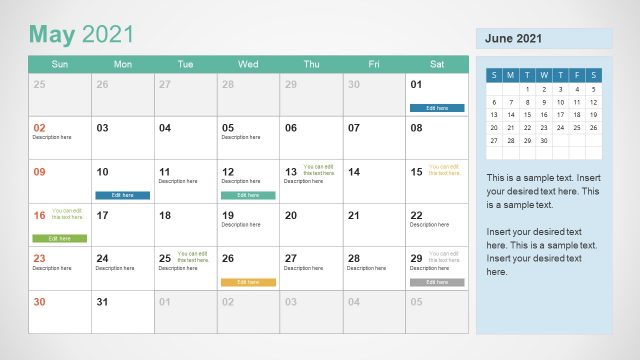 2021 Calendar Template May PowerPoint