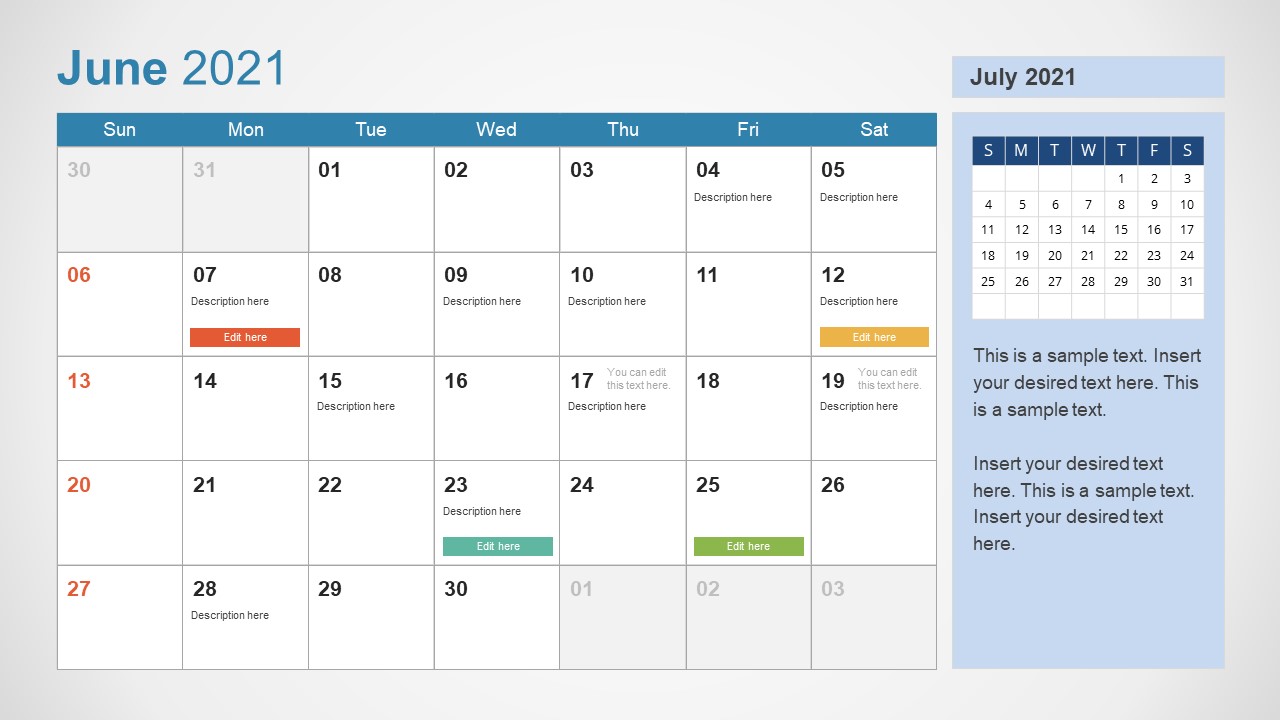 2021 Calendar Template June PowerPoint - SlideModel