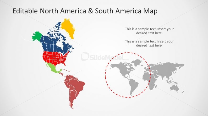 Editable Color Coded Map of the Americas