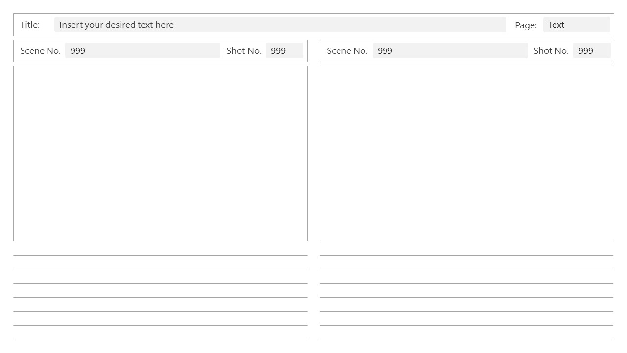 2 Frames per Page Storyboard PowerPoint Template Slide