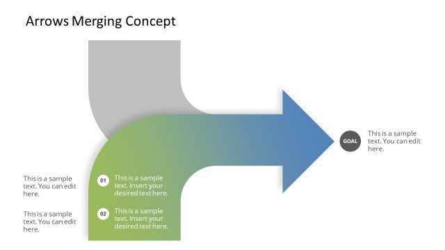 Two Merging Arrows Concept Diagram Template
