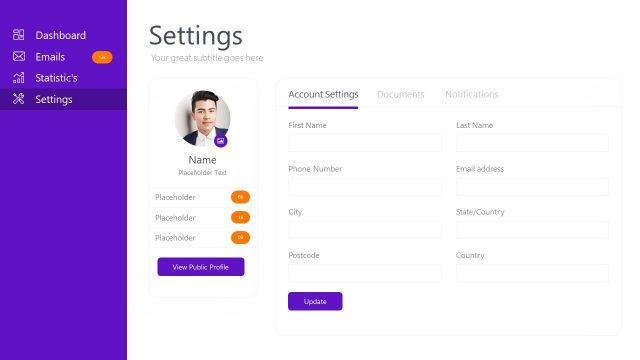 Analytics Dashboard Interface Setting Layout