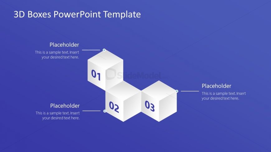 PowerPoint 3 3D Boxes Diagram Template