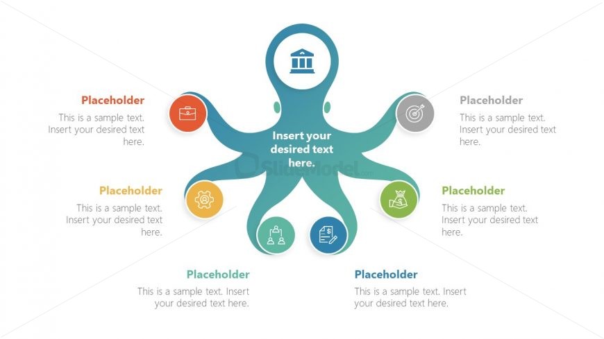 PowerPoint 6 Tentacles Diagram Octopus 