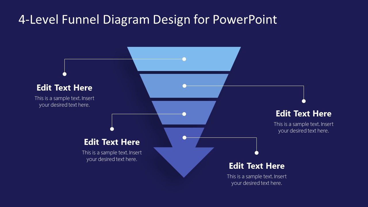 4 Step Tornado Leaned Funnel Diagram For Powerpoint Powerpoint Slide Images 9311