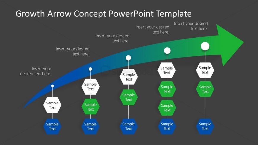 Presentation of 5 Steps Growth Arrow