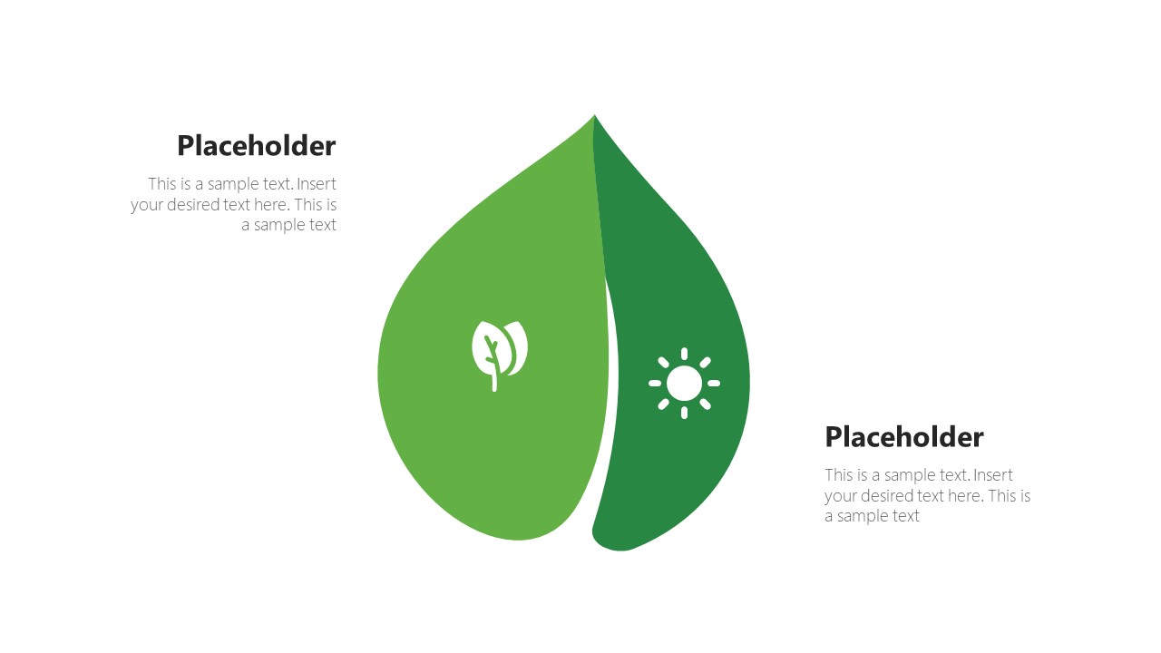 Green Leaf 2 Concepts PowerPoint SlideModel