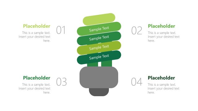 4 Steps Lightbulb Ecology PowerPoint