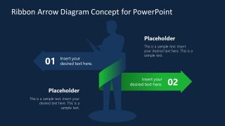 Ribbon Arrow Presentation Slide Step 2 in Dark Theme