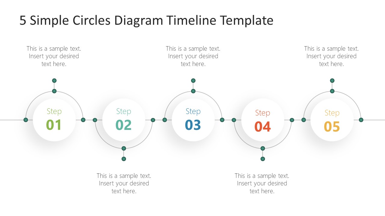 5 Simple Circles Diagram Timeline Template Slidemodel