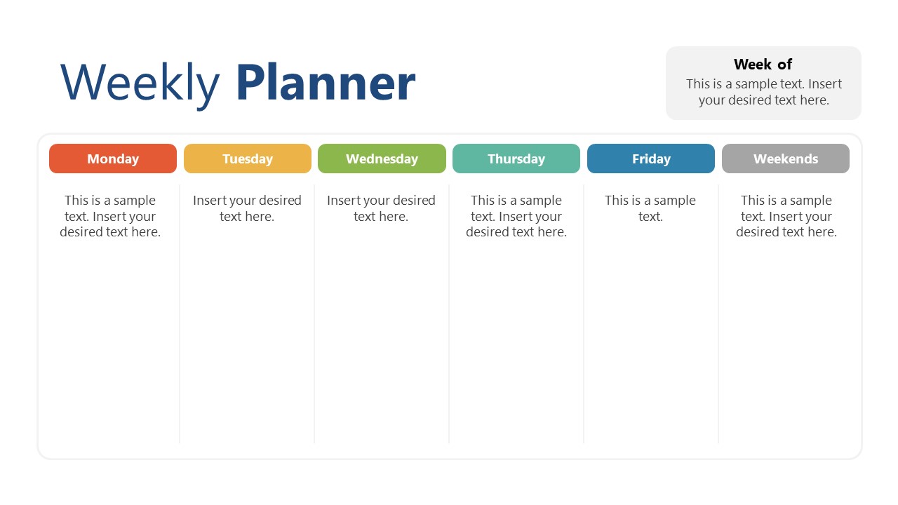 weekly planner powerpoint template slidemodel