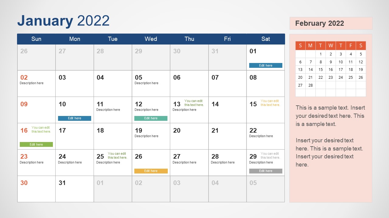 Content Calendar Template 2022 2022 Calendar Powerpoint Templates - Slidemodel