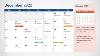 Template of December 2022 Calendar