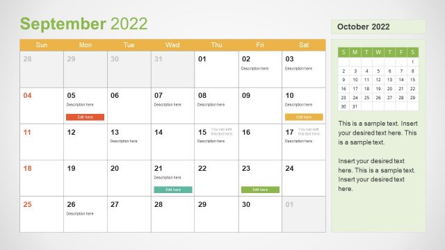 September 2022 PowerPoint Calendar
