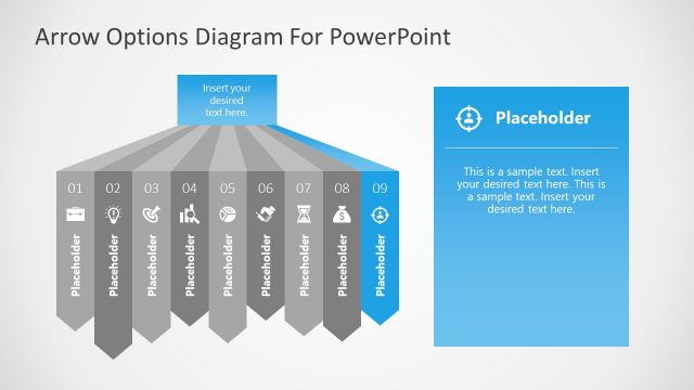9 Steps Waterfall Chart Agenda Arrow 9