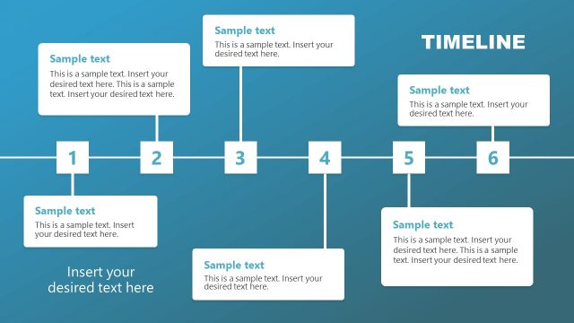 Horizontal Timeline 6 Steps Diagram PPT