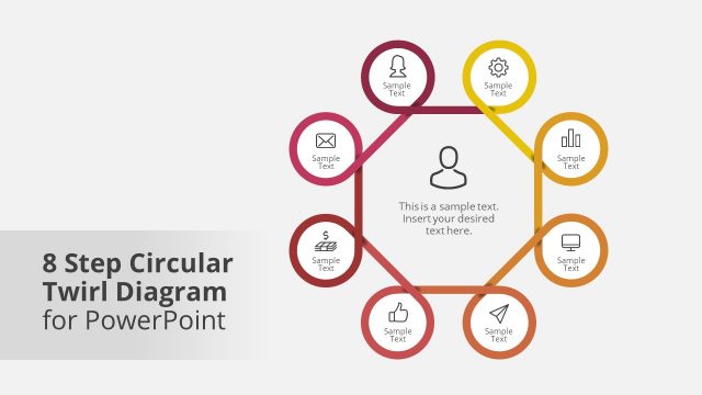 8 Step Circular Twirl Diagram PowerPoint Template