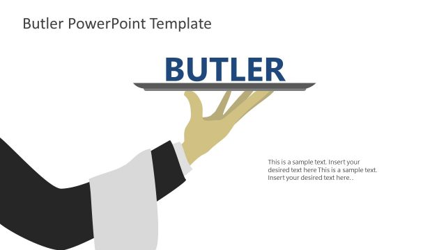 Editable Butler Serving Food Shapes PPT