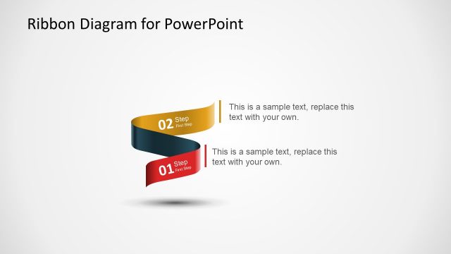 2 Step PowerPoint Diagram of Ribbons