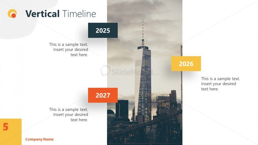 Vertical Timeline of Goals PowerPoint