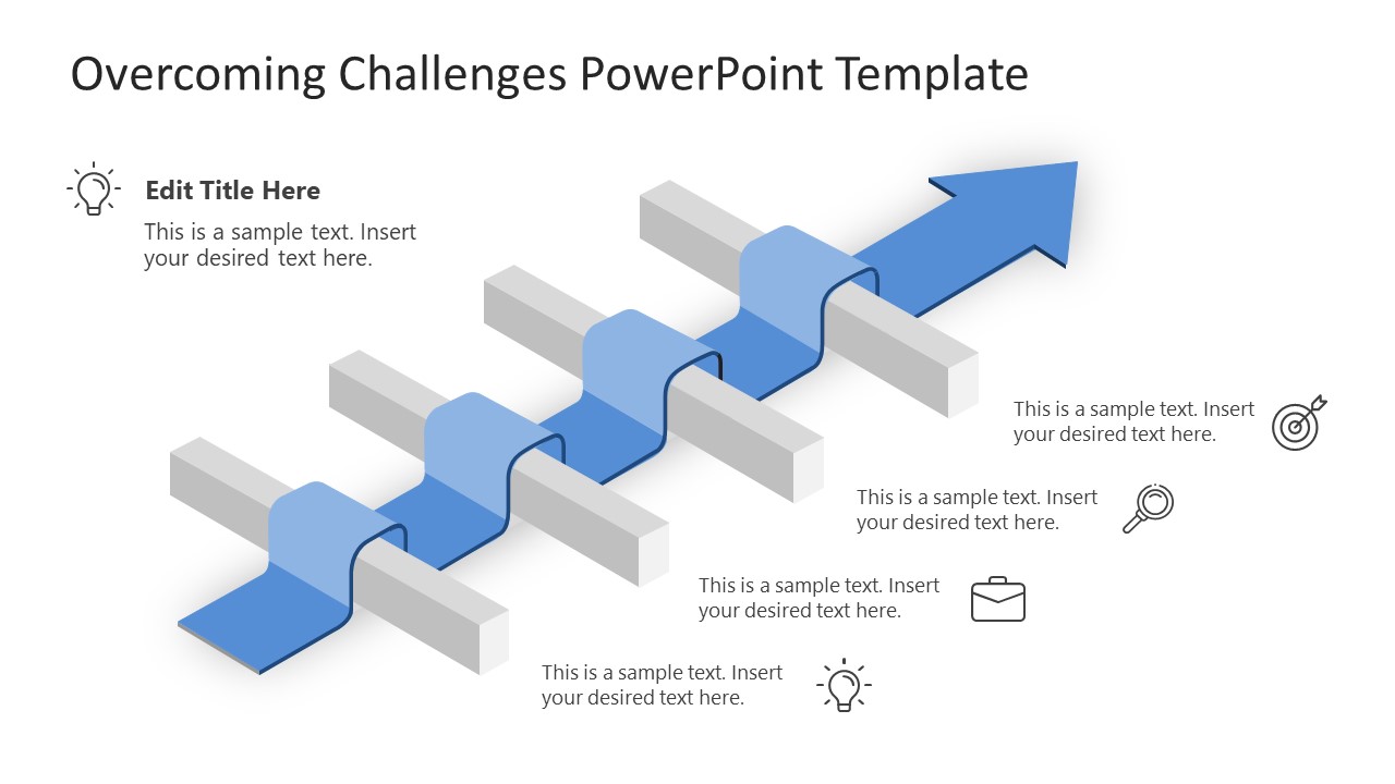 Arrow Timeline for Overcoming Challenges PPT