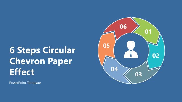 6 Steps Circular Chevron Paper Effect PowerPoint Template