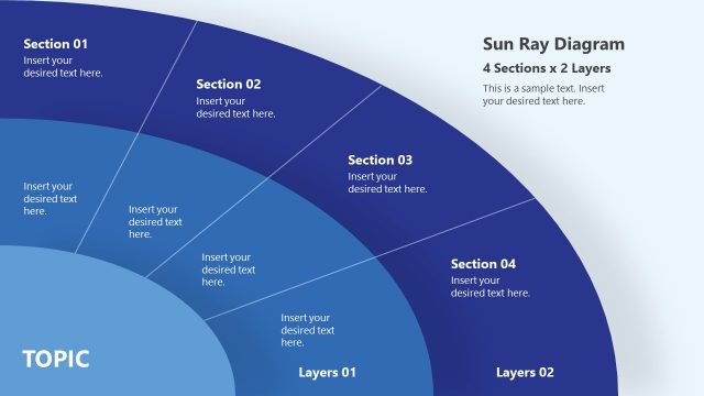 3 Layer Sun Ray Diagram PowerPoint