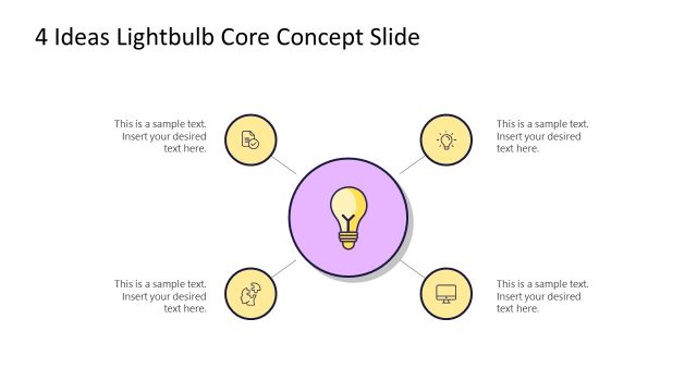 4 Steps Ideas Lightbulb Core PowerPoint