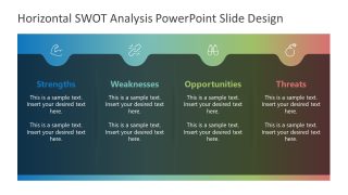 Horizontal SWOT Analysis PPT Slide Template