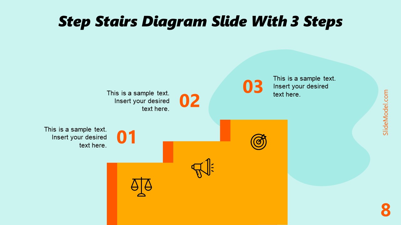 PowerPoint 3-Steps Stair Firmina Template