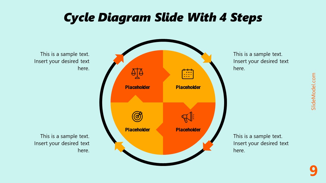 PowerPoint 4 Steps Cycle Firmina Template
