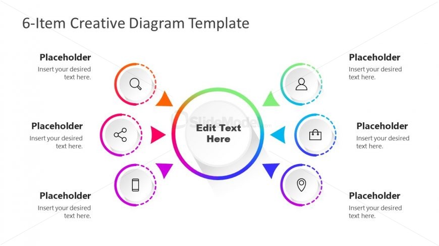 Gradient Diagram 6 Steps PowerPoint