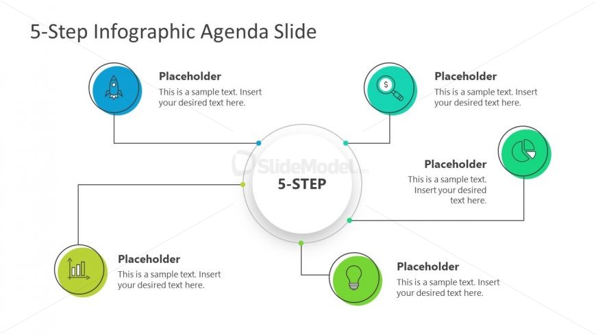 PPT Agenda Presentation 5 Steps Mind Map