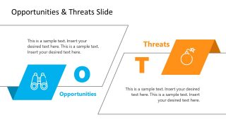 Two Segment PowerPoint Template of Threats and Opportunities 