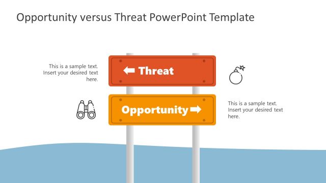 PowerPoint Roadmap Opportunities vs Threats Signboard
