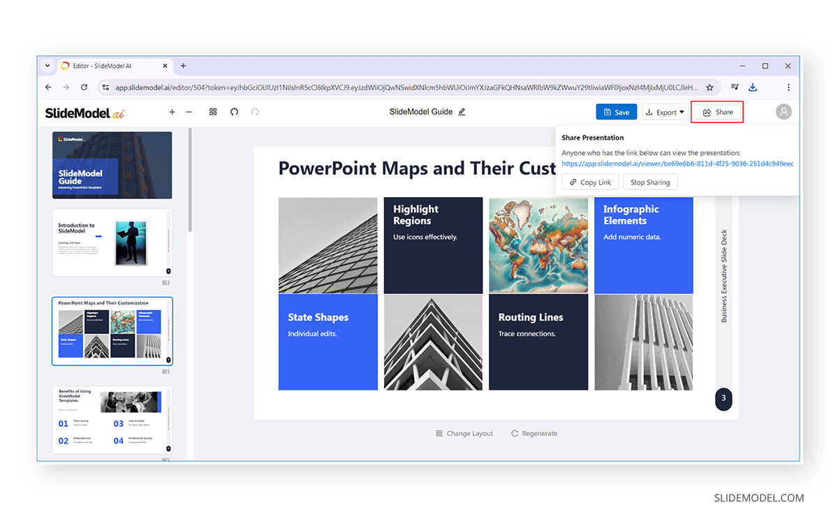 How to share a presentation via web from SlideModel AI