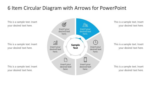 PowerPoint 6 Items Circular Diagram Arrow 1