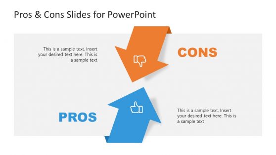 Presentation of Pros Versus Cons Arrows 