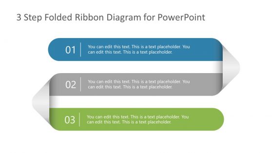 3 Steps Folded Ribbon Template Diagram 