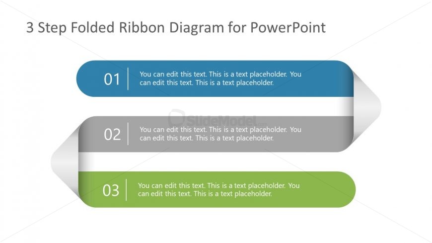 3 Steps Folded Ribbon Template Diagram