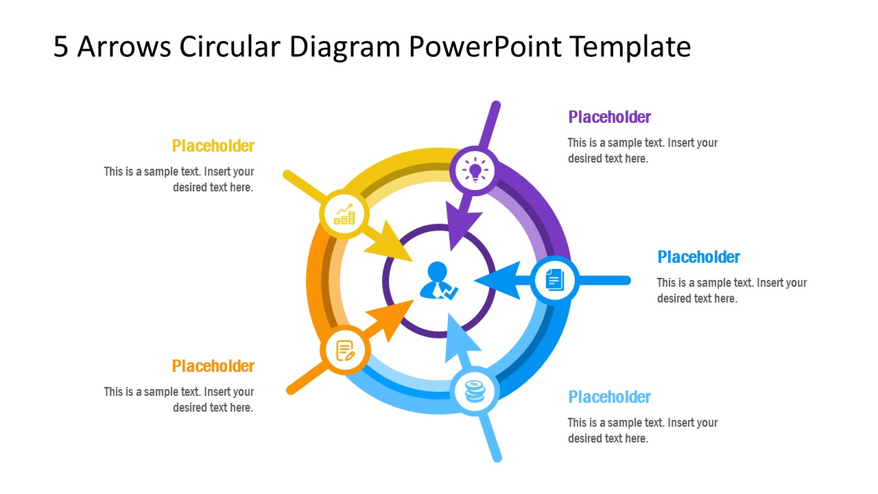 Circular Arrows 5 Steps Powerpoint Diagram Slidemodel