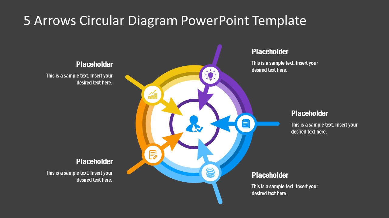 Circular Arrows 5 Steps Powerpoint Diagram Slidemodel 1554
