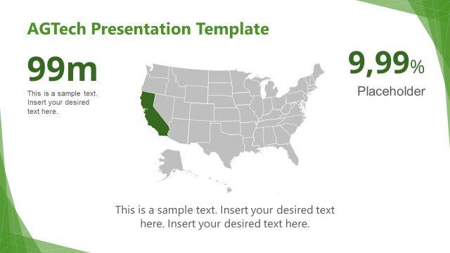 Editable USA Map for AGTech PowerPoint