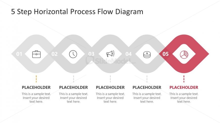 Connected Step 5 Infographic Process Flow Diagram Slide