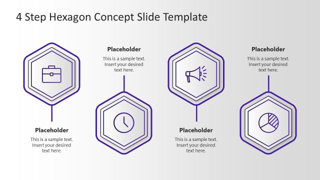 PowerPoint Diagram 4 Steps Hexagon Concept