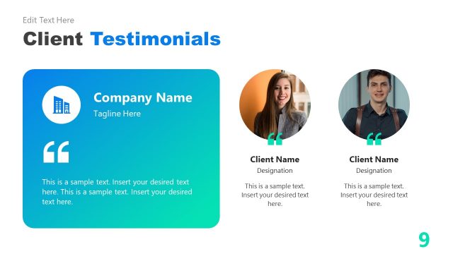 Client Testimonial PowerPoint Gradient Background