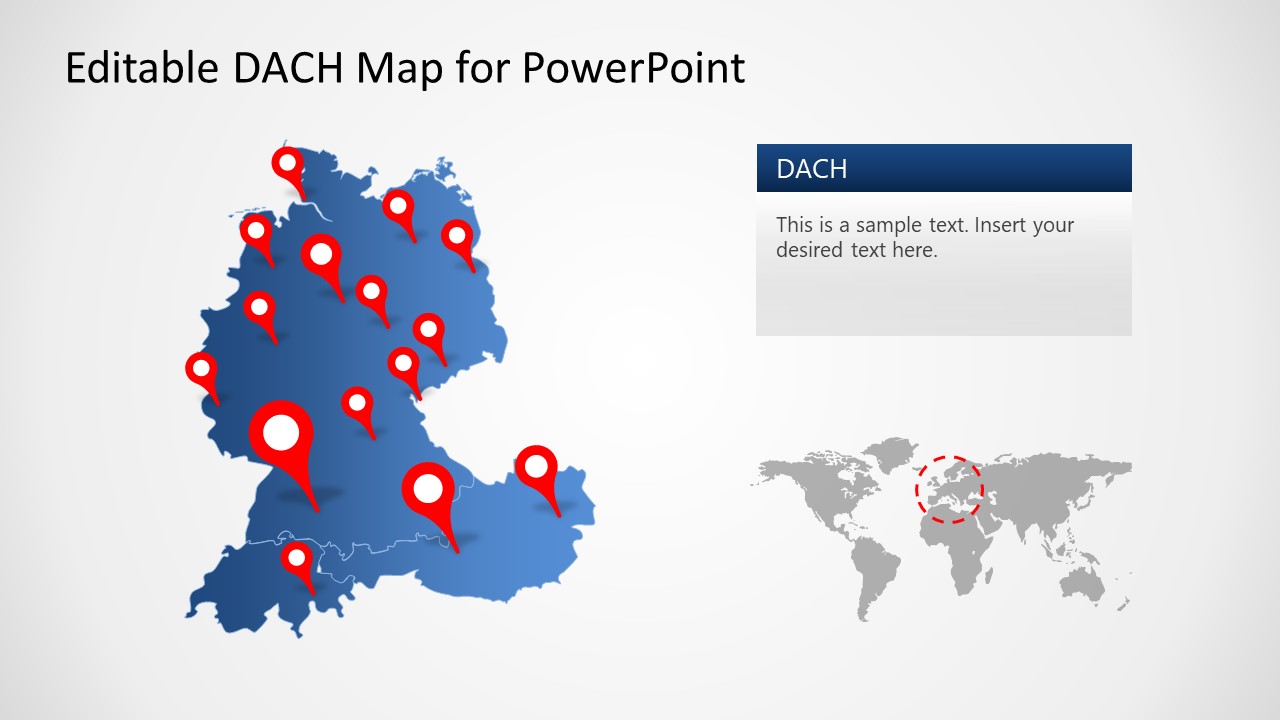 Location Markers Slide of DACH Countries 